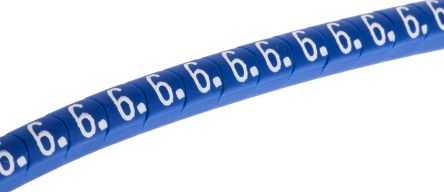 HellermannTyton Marcadores De Cable Helagrip De PVC Blanco Sobre Azul, Texto: 6, Ø Máx. 3mm, Montaje: Deslizante, 1000