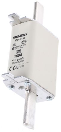 Siemens NH-Sicherung NH1, 500V Ac / 160A, GG CSA 22.2, IEC EN 60269, VDE 0636