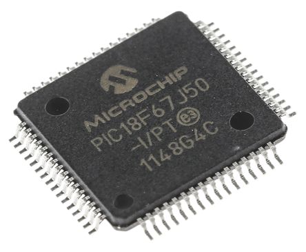 Microchip Mikrocontroller PIC18F PIC 8bit SMD 128 KB TQFP 64-Pin 48MHz 3,904 KB RAM USB