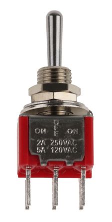 RS PRO Toggle Switch, PCB Mount, On-Off-On, DPDT, Through Hole Terminal, 120 Ac/dc, 28V Ac/dc