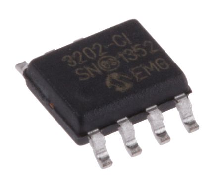 Microchip 12-Bit ADC MCP3202-CI/SN Dual, 100ksps SOIC, 8-Pin