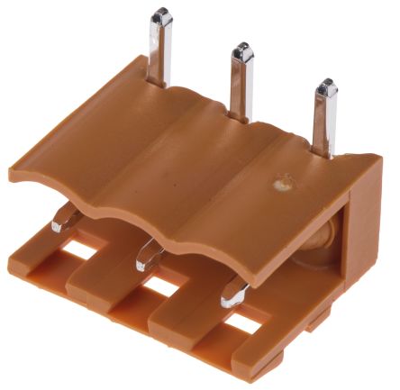Weidmuller 5.08mm Pitch 3 Way Right Angle Pluggable Terminal Block, Header, Through Hole, Solder Termination