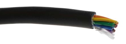 Alpha Wire Xtra-Guard 2 Control Cable, 8 Cores, 0.23 Mm², Screened, 30m, Black PE Sheath, 24 AWG