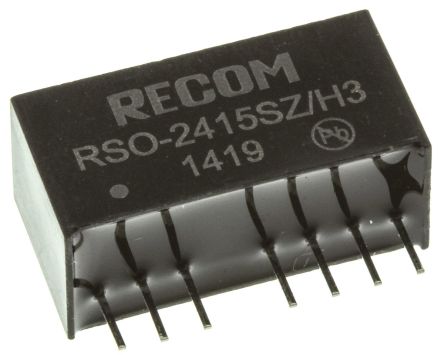 Recom RSO DC/DC-Wandler 1W 24 V Dc IN, 15V Dc OUT / 67mA 3kV Dc Isoliert