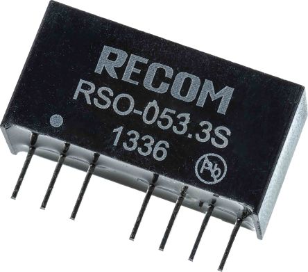 Recom RSO DC/DC-Wandler 1W 5 V Dc IN, 3.3V Dc OUT / 300mA 500V Ac Isoliert