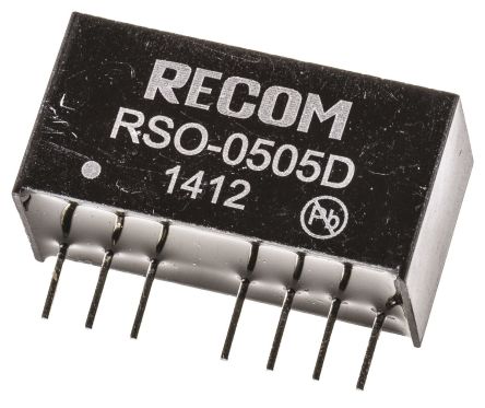 Recom RSO DC/DC-Wandler 1W 5 V Dc IN, ±5V Dc OUT / ±100mA 500V Ac Isoliert