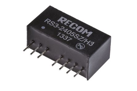 Recom RS3 DC-DC Converter, 5V Dc/ 600mA Output, 9 → 27 V Dc Input, 3W, Through Hole, +71°C Max Temp -40°C Min