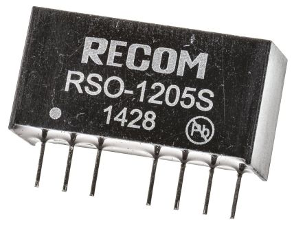 Recom RSO DC/DC-Wandler 1W 12 V Dc IN, 5V Dc OUT / 200mA 1kV Dc Isoliert