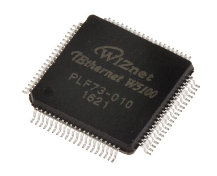 WIZnet Inc Controlador Ethernet, W5100, SPI, MII, 100Mbps, LQFP, 80-Pines, 3,3 V