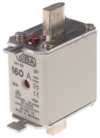 SIBA NH NH-Sicherung NH00, 500V Ac / 160A, GG IEC 60269-2-1