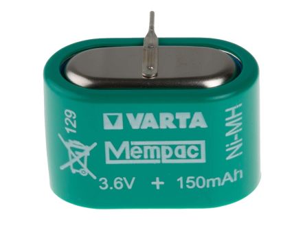 Varta V150H 3.6V NiMH Rechargeable Button Batteries, 150mAh
