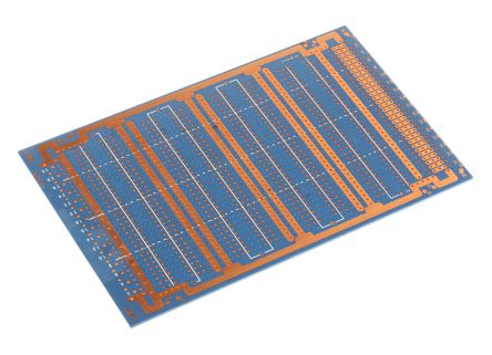 Vero Technologies 10-1042, Double Sided Eurocard PCB FR2 With 53 X 5 1.02mm Holes, 2.54 X 2.54mm Pitch, 100 X 160 X 1.6mm
