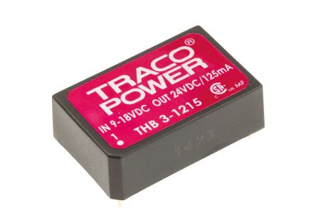 TRACOPOWER THB 3 DC/DC-Wandler 3W 12 V Dc IN, 24V Dc OUT / 125mA 4kV Ac Isoliert