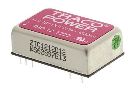TRACOPOWER THD 12 DC/DC-Wandler 12W 12 V Dc IN, ±12V Dc OUT / ±500mA 1.5kV Dc Isoliert