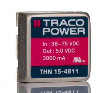 TRACOPOWER THN 15 DC/DC-Wandler 15W 48 V Dc IN, 5V Dc OUT / 3A 1.6kV Dc Isoliert