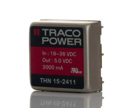 TRACOPOWER THN 15 DC/DC-Wandler 15W 24 V Dc IN, 5V Dc OUT / 3A 1.5kV Dc Isoliert