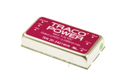 TRACOPOWER TEN 20WIN DC/DC-Wandler 20W 24 V Dc IN, ±5V Dc OUT / ±2A 1.5kV Dc Isoliert