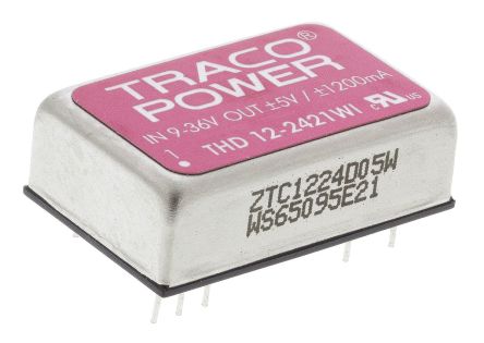 TRACOPOWER THD 12WI DC/DC-Wandler 12W 24 V Dc IN, ±5V Dc OUT / ±1.2A 1.5kV Dc Isoliert