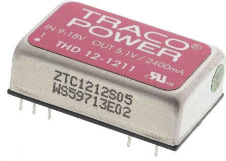 TRACOPOWER THD 12 DC/DC-Wandler 12W 12 V Dc IN, 5V Dc OUT / 2.4A 1.5kV Dc Isoliert