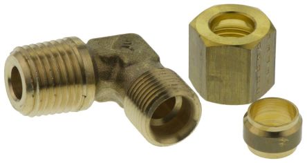 Legris Brass Pipe Fitting, 90° Compression Elbow, Male R 1/4in To Female 8mm