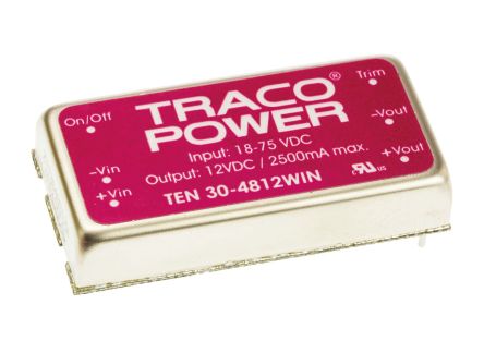 TRACOPOWER TEN 30WIN DC/DC-Wandler 30W 48 V Dc IN, 12V Dc OUT / 2.5A 1.5kV Dc Isoliert