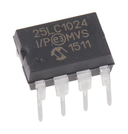 Microchip AEC-Q100 Memoria EEPROM Serie 25LC1024-I/P, 1Mbit, 128k X, 8bit, Serie SPI, 50ns, 8 Pines PDIP