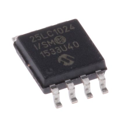 Microchip AEC-Q100 Memoria EEPROM Serie 25LC1024-I/SM, 1Mbit, 128k X, 8bit, Serie SPI, 50ns, 8 Pines SOIJ