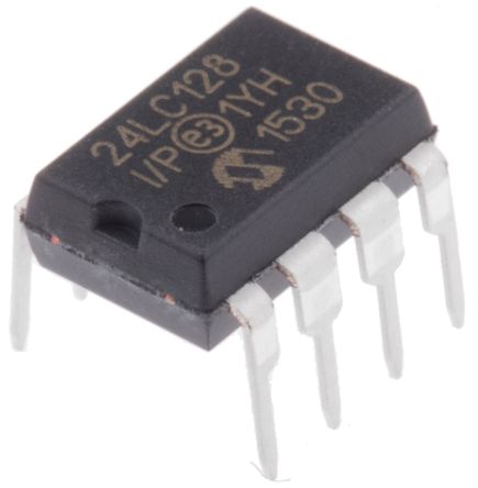 Microchip 128kbit Serieller EEPROM-Speicher, Seriell-I2C Interface, PDIP, 900ns THT 16K X 8 Bit, 16k X 8-Pin 8bit