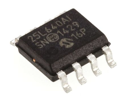 Microchip AEC-Q100 Memoria EEPROM Serie 25LC640A-I/SN, 64kbit, 8k X, 8bit, Serie SPI, 100ns, 8 Pines SOIC
