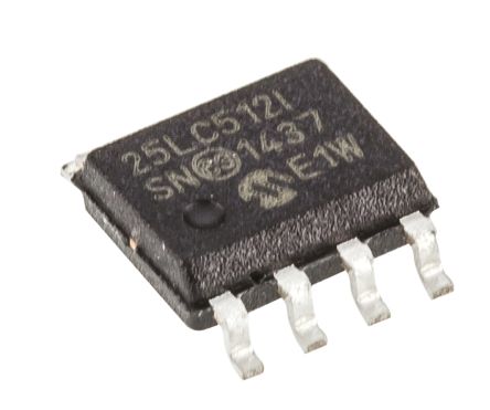 Microchip Mémoire EEPROM En Série, 25LC512-I/SN, 512Kbit, Série-SPI SOIC, 8 Broches, 8bit