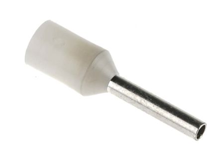 JST, GTR Insulated Crimp Bootlace Ferrule, 8mm Pin Length, 1.2mm Pin Diameter, 0.75mm² Wire Size, White