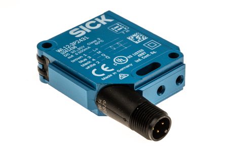 Sick W12-3 Kubisch Optischer Sensor, Reflektierend, Bereich 7 M, PNP Ausgang, 4-poliger M12-Steckverbinder