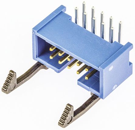 TE Connectivity AMP-LATCH Leiterplatten-Stiftleiste Gewinkelt, 10-polig / 2-reihig, Raster 2.54mm, Kabel-Platine,
