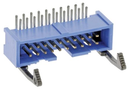TE Connectivity AMP-LATCH Leiterplatten-Stiftleiste Gewinkelt, 20-polig / 2-reihig, Raster 2.54mm, Kabel-Platine,