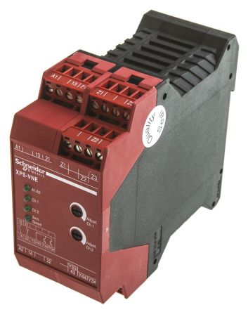 施耐德 安全继电器, XPS VNE系列, 24V 直流, 2通道, 适用于速度/静止监控