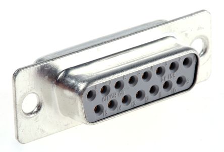 RS PRO Sub-D Steckverbinder A Buchse, 15-polig / Raster 2.74mm, Tafelmontage Lötanschluss