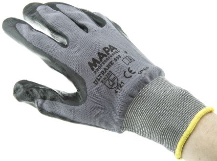 Mapa Ultrane Black General Purpose Nylon Nitrile-Coated Reusable Gloves 9 - M