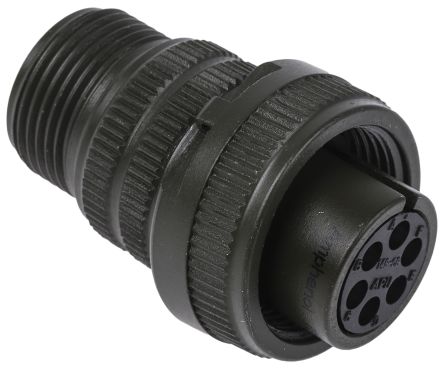 Amphenol Industrial, MS3106A 6 Way Cable Mount MIL Spec Circular Connector, Socket Contacts,Shell Size 14S, Screw