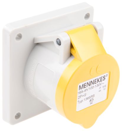 MENNEKES Leistungssteckverbinder Buchse Gelb 3P, 110 V / 16A, Tafelmontage IP44