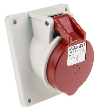 MENNEKES Leistungssteckverbinder Buchse Rot 4P, 400 V / 16A, Tafelmontage IP44