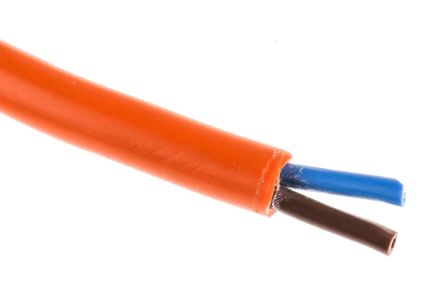 RS PRO Netzkabel, 2-adrig Typ 3182Y Orange X 0,75 Mm /Ø 7.2mm 6 A, 100m, 500 V, PVC