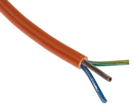 RS PRO Netzkabel, 3-adrig Typ 3183Y Orange X 0,75 Mm /Ø 7.6mm 6 A, 100m, 500 V, PVC