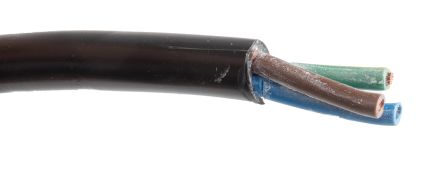 RS PRO Netzkabel, 3-adrig Typ 3183Y Schwarz X 1,5 Mm /Ø 9.4mm 15 A, 100m, 500 V, PVC