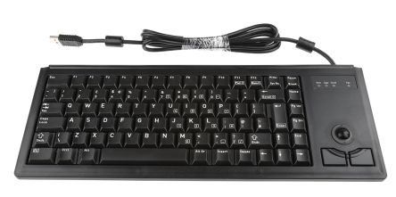 CHERRY Trackball-Tastatur QWERTY (GB) Kabelgebunden Schwarz USB Kompakt, 370 X 139 X 19.6mm