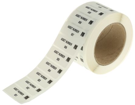 RS PRO Adhesive Pre-Printed Adhesive Label-Asset Number-. Quantity: 999