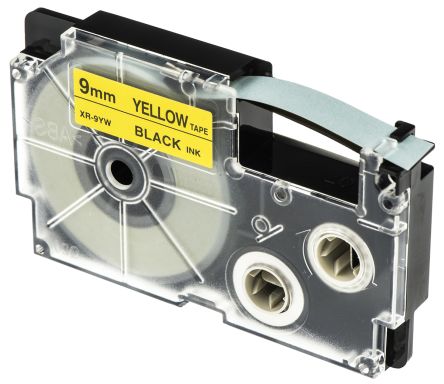 Casio Black On Yellow Label Printer Tape, 8 M Length, 9 Mm Width