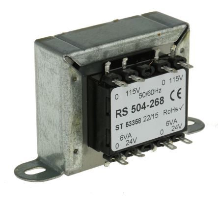 RS PRO 隔离变压器, 12VA, 115 V ac, 230V 交流输入, 24V 交流输出