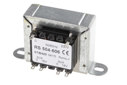 RS PRO 隔离变压器, 12VA, 230V 交流输入, 18V 交流输出