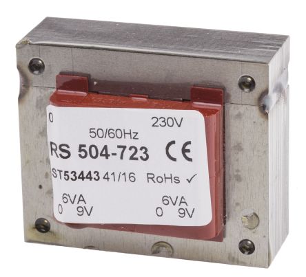 RS PRO Transformateur Pour Circuit Imprimé, 9V C.a., 230V C.a., 12VA, 2 Sorties