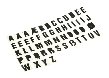RS PRO Klebebuchstaben Buchstaben H. 30mm Vinyl Schwarz, Selbstklebend 50 Stk.